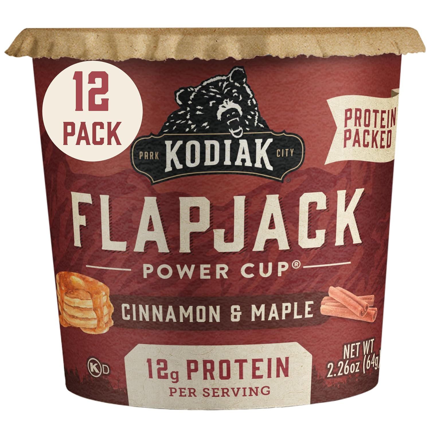 Kodiak Cakes Pancake On the Go, Cinnamon and Maple, 2.26 Ounce (Pack of 12)