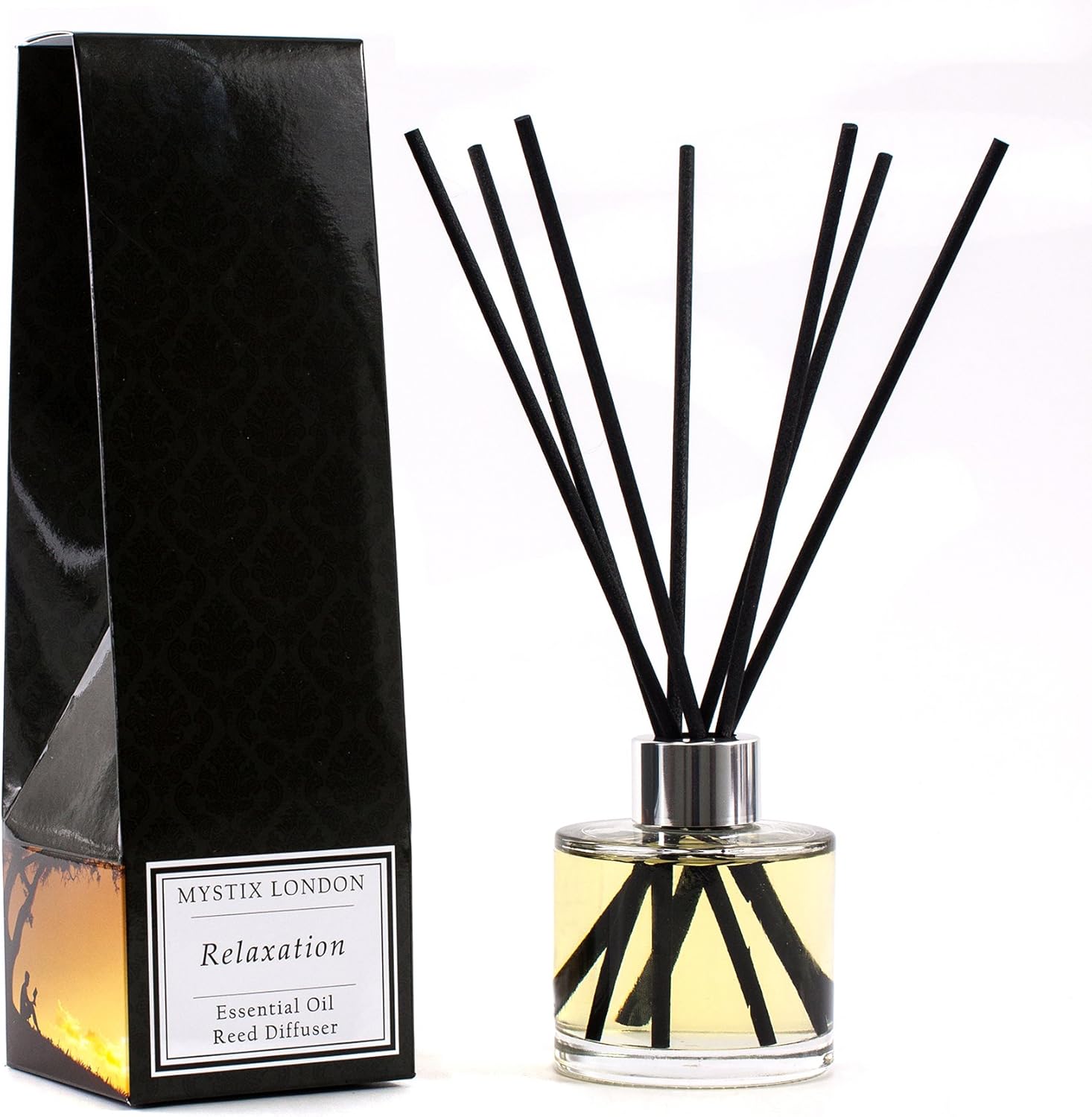 Mystix London | Relaxation Essential Oil Blend Reed Diffuser | 200ml | Best Aroma for Home, Kitchen, Living Room and Bathroom | Perfect as a Gift | Refillable