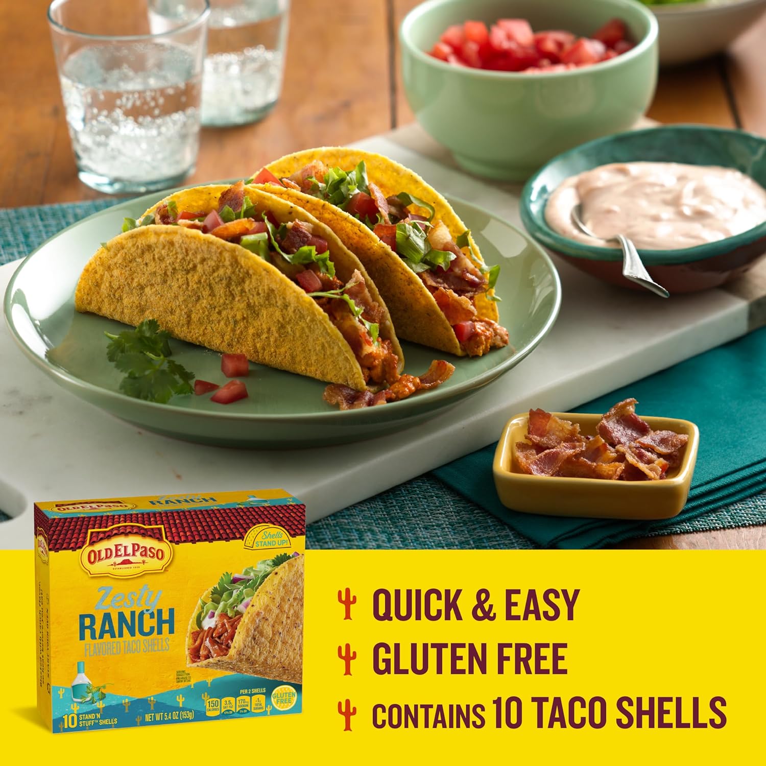 Old El Paso Stand 'N Stuff Bold Ranch Flavored Taco Shells, 10-count (Pack of 6)