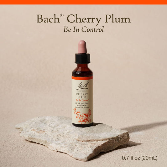 Bach Original Flower Remedies, Cherry Plum for control, Natural Homeopathic Flower Essence, Holistic Wellness, Vegan, 20mL Dropper