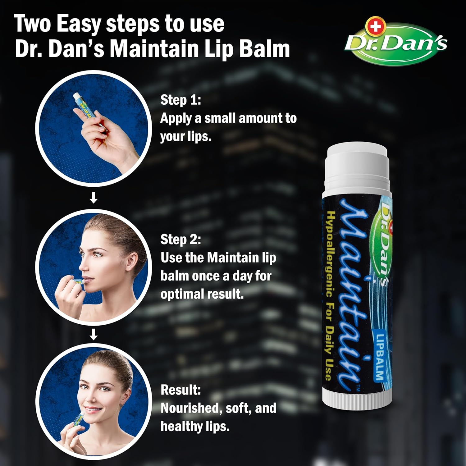 Dr. Dan's Maintain Lip Balm - Perfect for Cortibalm Aftercare, Mild Ingredients & Beeswax, Vitamin E Enriched for Moisturizing Dry Lips, Ensures Smooth, Soft Feel, 1 Pack : Beauty & Personal Care