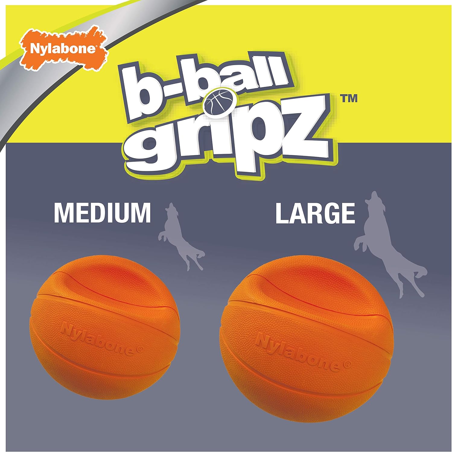 Nylabone Power Play Basketball B-Ball Gripz Fetch Toy, Squeaky Ball Chew Toy for Dogs, Medium (1 Count) : Pet Supplies