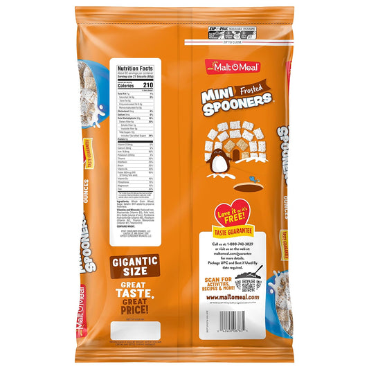 Malt-O-Meal Breakfast Cereal Value Bag, Frosted Mini Spooners, 4 Count, 68 Ounce Bags, (6763)