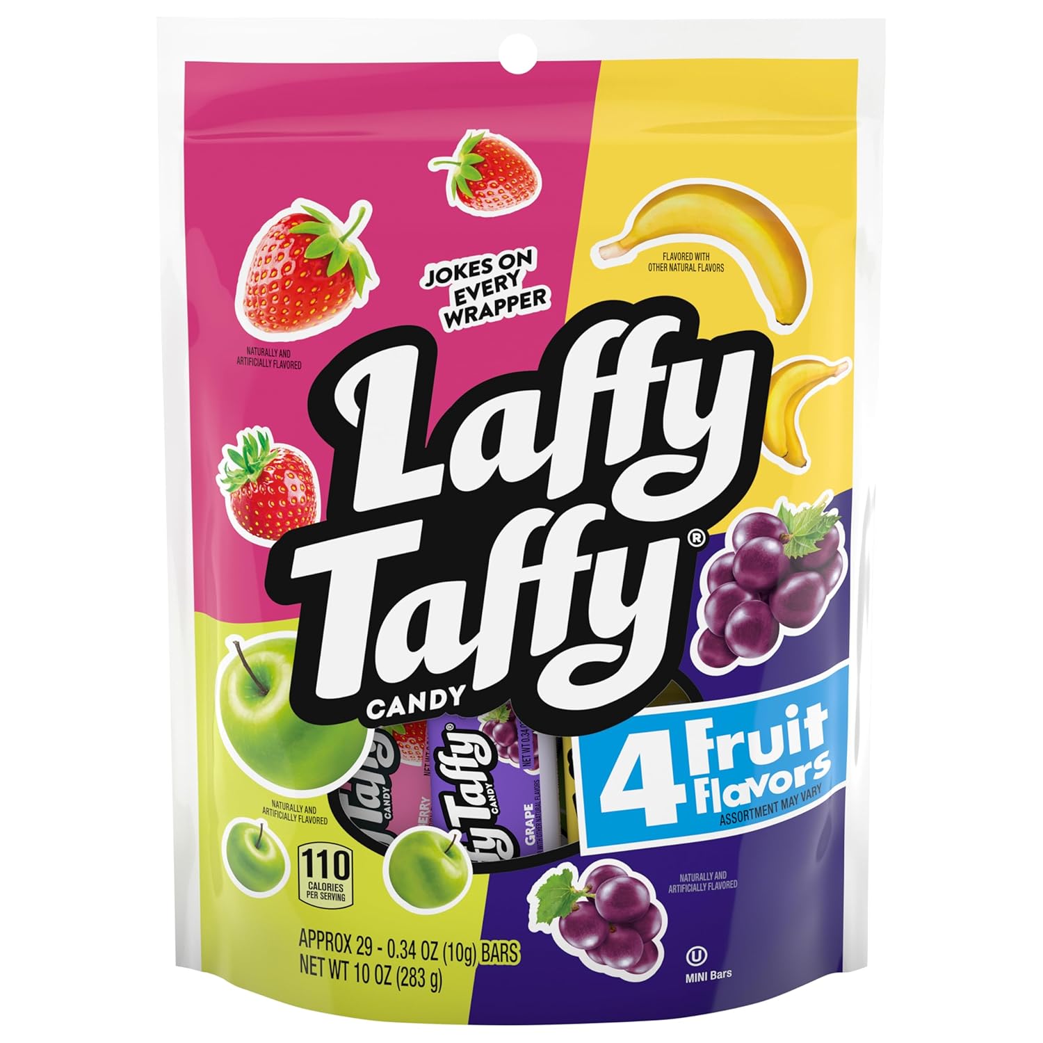 Laffy Taffy Candy, Assorted Flavors, Individually Wrapped Mini Bars, 10 Ounce Bag (Pack Of 1)