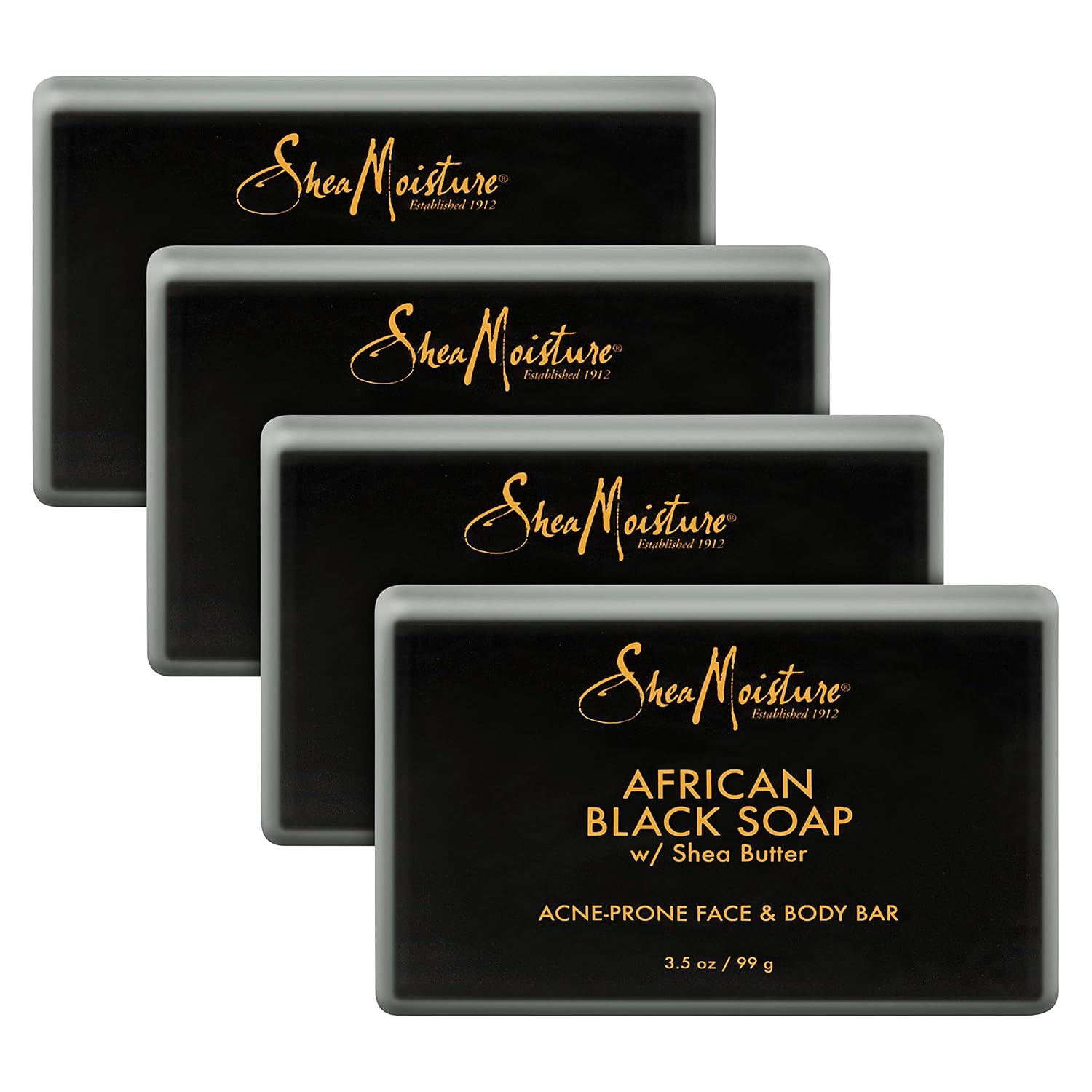 Sheamoisture Face And Body Bar For Oily, Blemish-Prone Skin African Black Soap Paraben Free 3.5 Oz 4 Count, Facial Cleanser