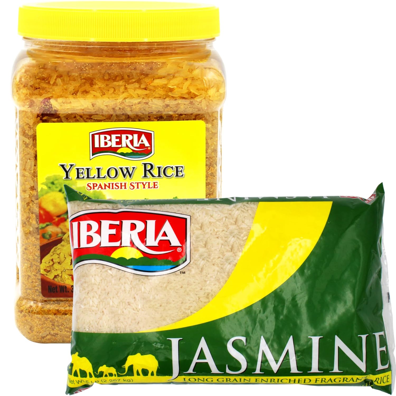 Iberia Spanish Style Yellow Rice (3.4 Lbs.) And Jasmine Rice (5 Lbs.) Bundle