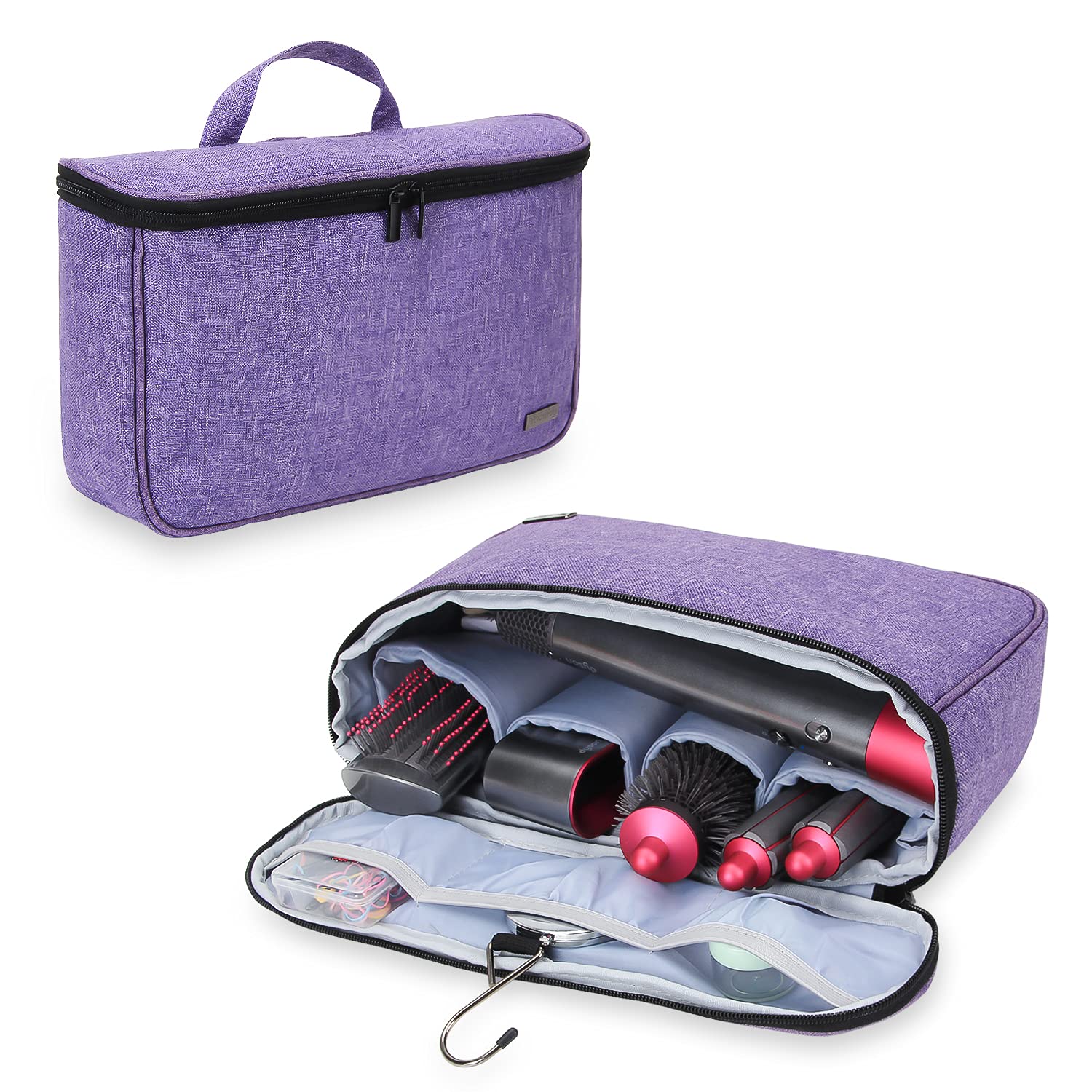 Teamoy Travel Storage Bag Compatible With Dyson Airwrap Styler, Portable Travel Organizer For Airwrap Styler And Attachments, Purple