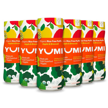 Yumi Organic Rice-Free Baby Puffs - No Sugar Added, Gluten-Free, Non-Gmo Baby Snacks Puffs, School Safe For Daycare And Lunchboxes - Alternative To Baby Teething Snacks, Apple & Broccoli (6Ct.)