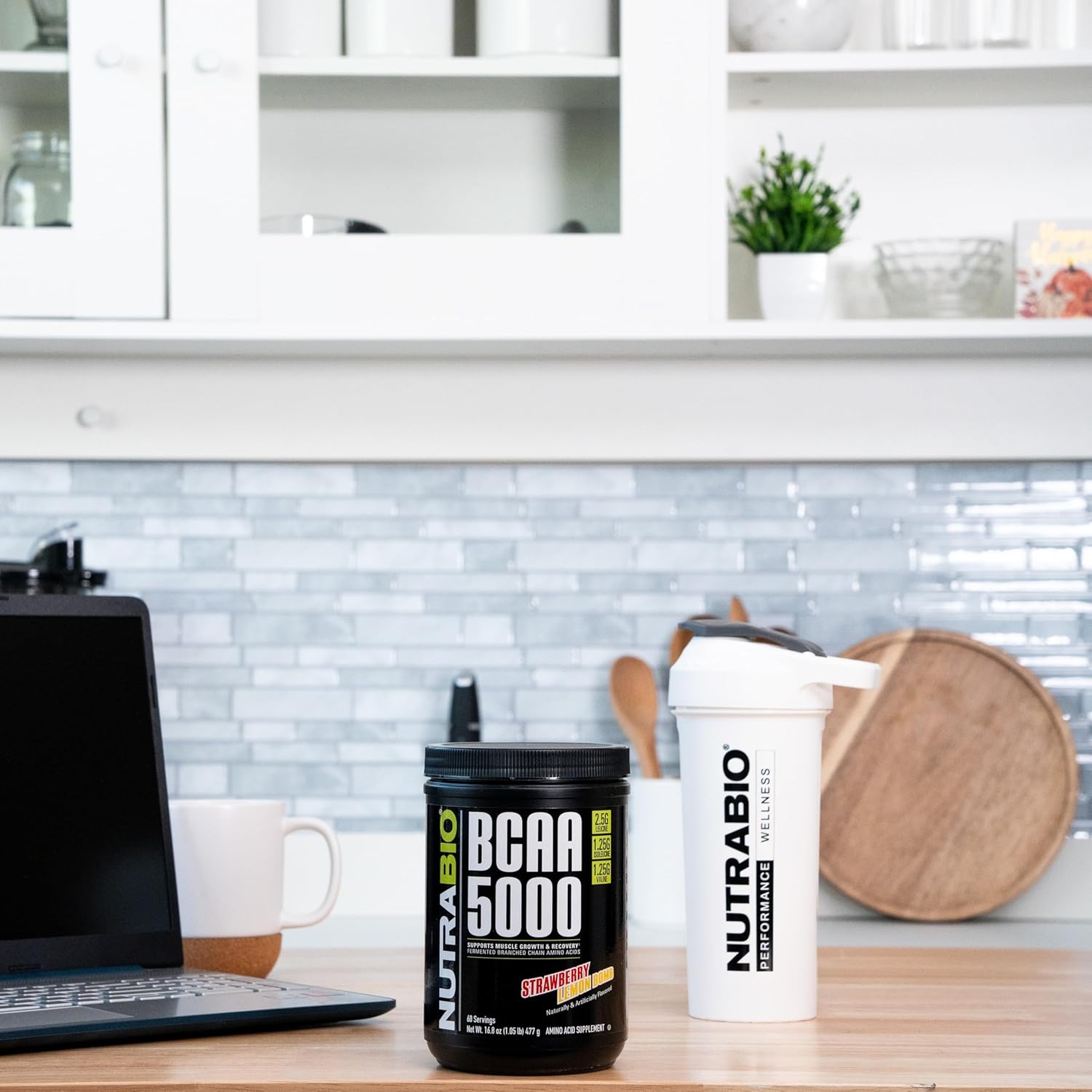 Nutrabio Bcaa 5000 Powder - Vegan Fermented Bcaas - Supports Lean Muscle Growth, Recovery, Endurance - 60 Servings - Strawberry Lemon Bomb : Health & Household