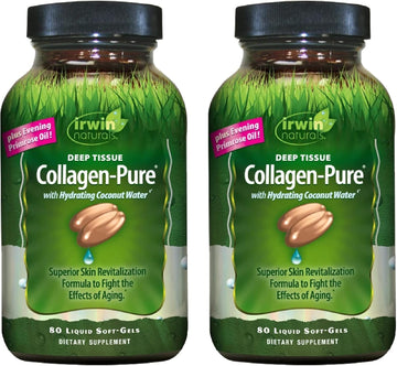 Irwin Naturals Deep Tissue Collagen-Pure - 80 Liquid Softgels, Pack Of 2 - Intense Nourishment For The Skin - 2,000 Mg Of Hydrolyzed Collagen - 32 Total Servings