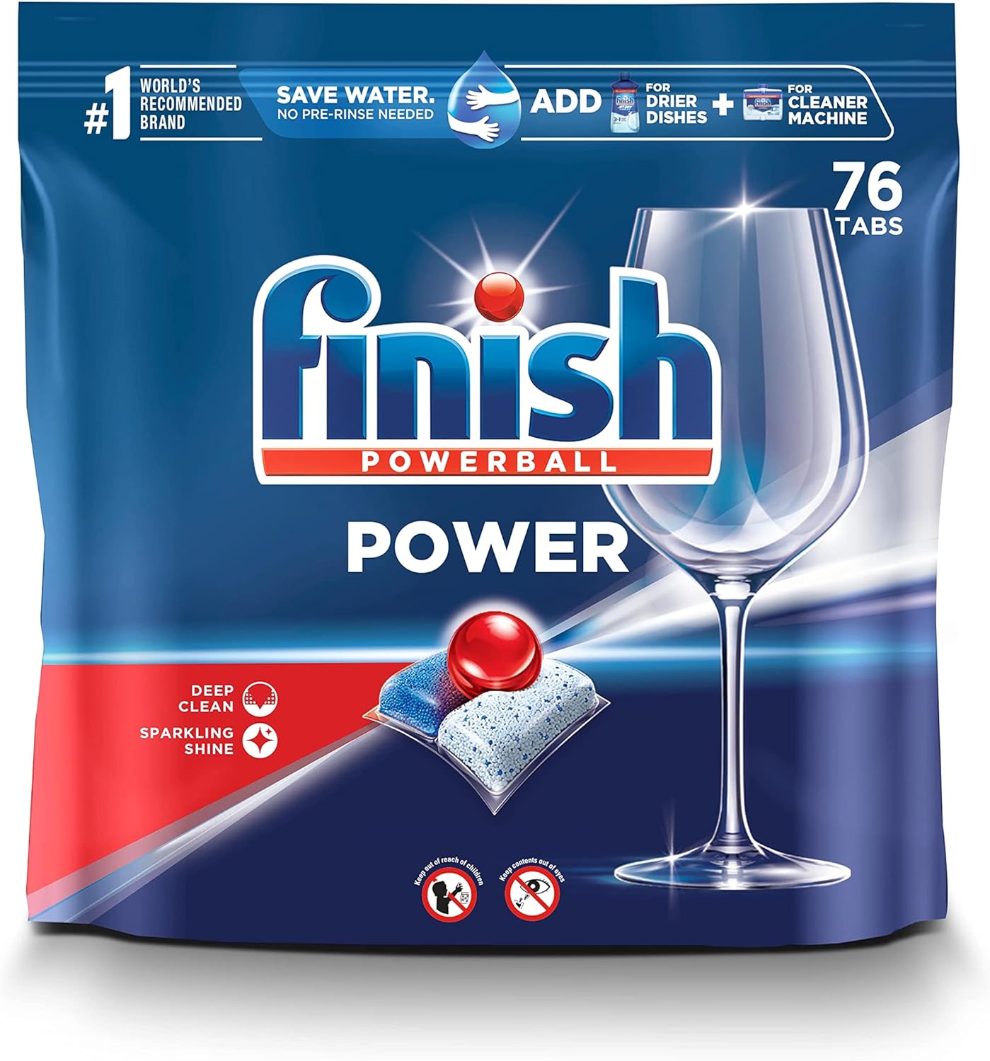 Finish Power - 76ct - Dishwasher Detergent - Powerball - Dishwashing Tablets - Dish Tabs, (Pack of 3)