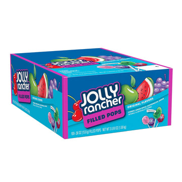 Jolly Rancher Filled Pops Assorted Fruit Flavored Candy Box, 56 Oz (100 Pieces)