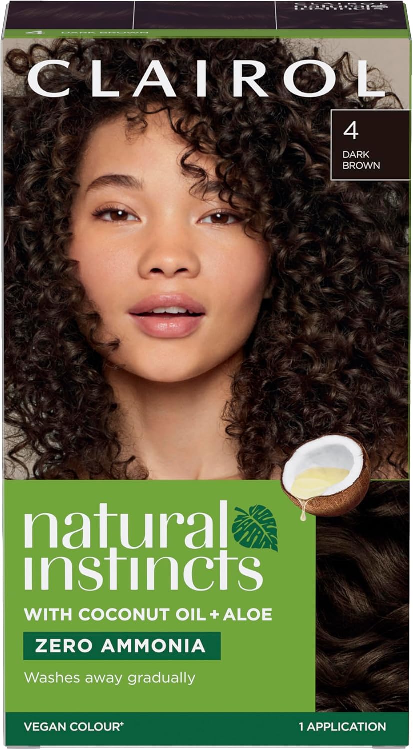 Clairol Natural Instincts Semi-Permanent No Ammonia Hair Dye, 4 Dark Brown