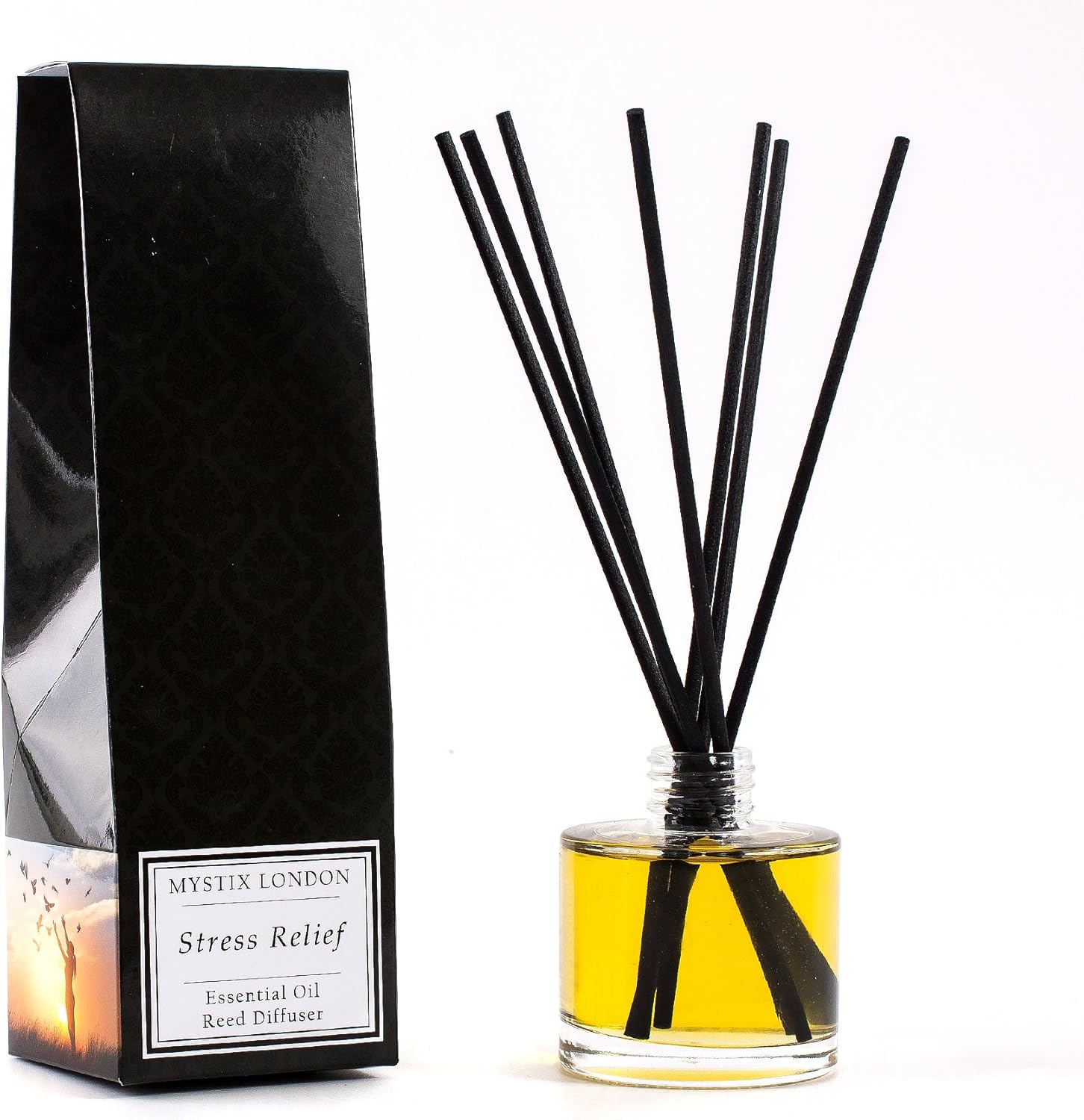 Mystix London | Stress Relief Essential Oil Blend Reed Diffuser | 100ml | Best Aroma for Home, Kitchen, Living Room and Bathroom | Perfect as a Gift | Refillable