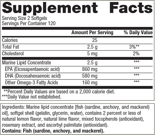 Metagenics Omegagenics Fish Oil Epa-Dha 720- Omega-3 Fish Oil Supplement - For Heart Health, Musculoskeletal Health & Immune System Health* - With Dha & Epa - 240 Softgels