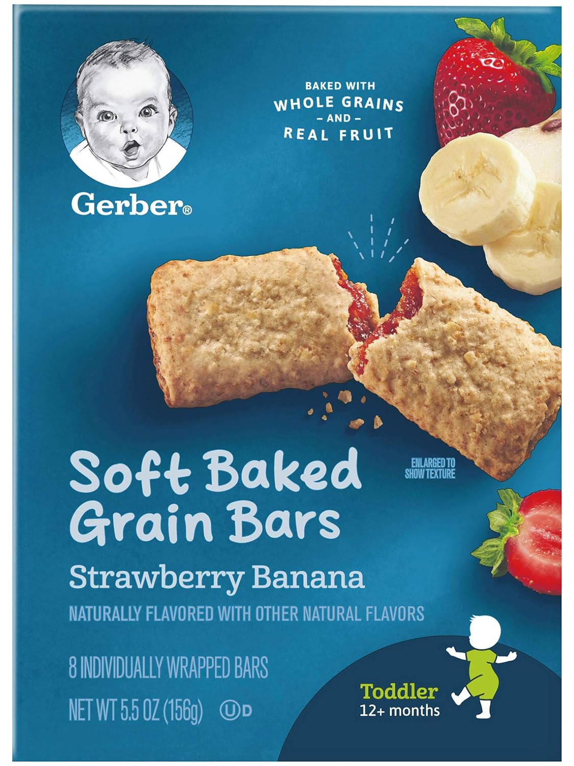 Gerber Soft Baked Grain Bars Variety Pack, 1 Apple Cinnamon, 1 Strawberry Banana, 2 CT : Baby