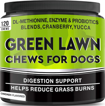 Grass Treats For Dogs - Dog Pee Lawn Repair - Grass Burn Spots Caused By Dog Urine - Grass Rocks With Probiotics + Digestive Enzymes, Cranberry - Made In Usa - 120 Soft Chews