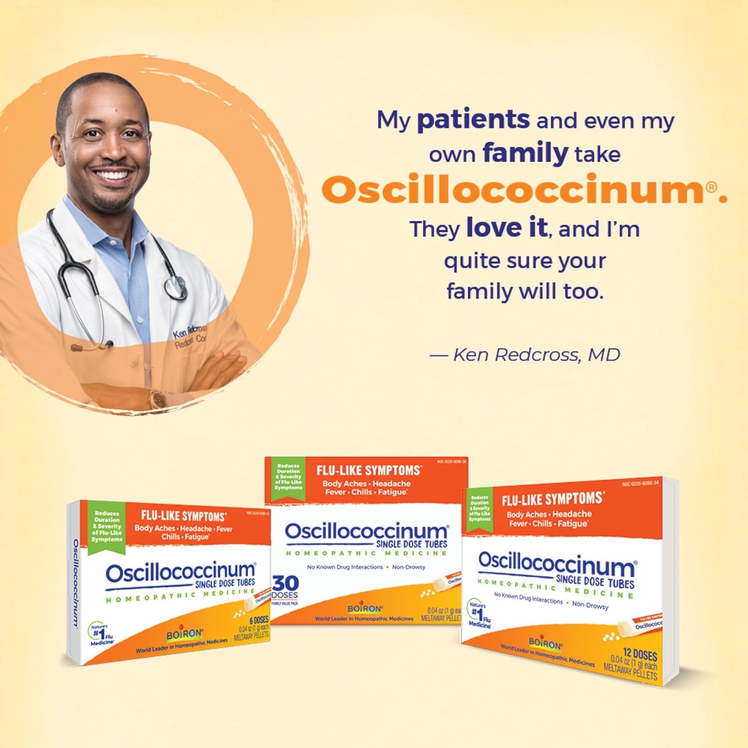 Boiron Oscillococcinum Natural Relief For Flu-Like Symptoms Of Body Aches, Headache, Fever, Chills, And Fatigue - 12 Doses : Health & Household