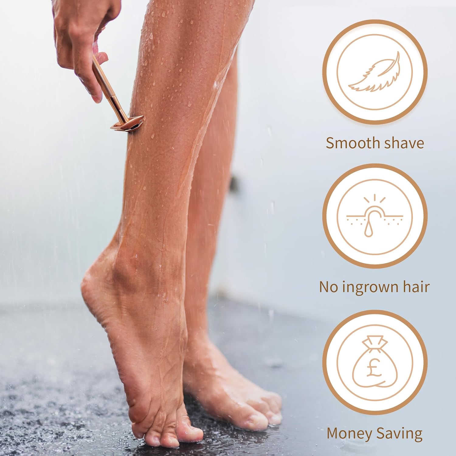 Metal Razor for Women with Safety Razor Stand | Rose Gold Women Razor | Eco Razor Women | Fits All Double Razor Blades | Reusable Razor Women | Zero Plastic | Eco Beauty | Sustainable Home | Bambaw : Amazon.co.uk: Health & Personal Care