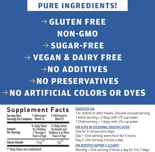 Detoxify Polisorb Digestive Tract Cleanse – Silicon Dioxide Detox Drink For Gut Health, Stomach Comfort & Cleansing, Mixes With Water, Juice, Tea - Family-Friendly, 2 Tbsp Serving For Adults