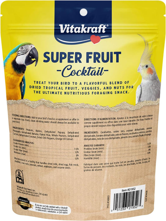 Vitakraft Fresh Super Fruit Cocktail - Tropical Parrot Fruit Blend - Parrot And Parakeet Treats Browns 1.25 Pound (Pack Of 1)