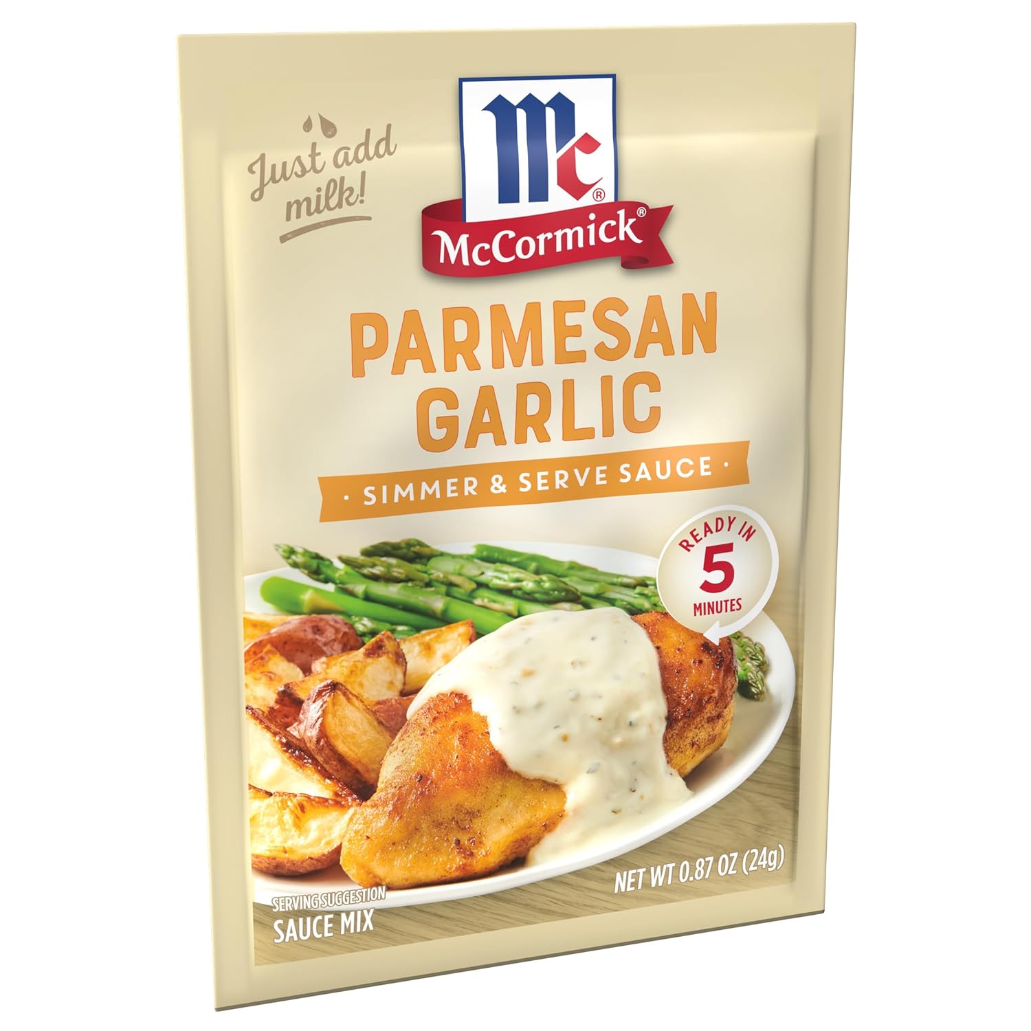 Mccormick Parmesan Garlic Simmer & Serve Sauce Mix, 0.87 Oz (Pack Of 12)