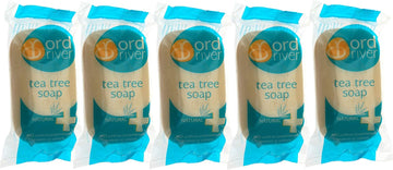 Ord River By Absolute Aromas 5 X 100G Tea Tree And Lavender Hand Soap Bars - Pack Of 5 Vegetable Soap With 100% Pure Tea Tree And French Lavender Essential Oil - A Kind And Natural Hand Washing Soap