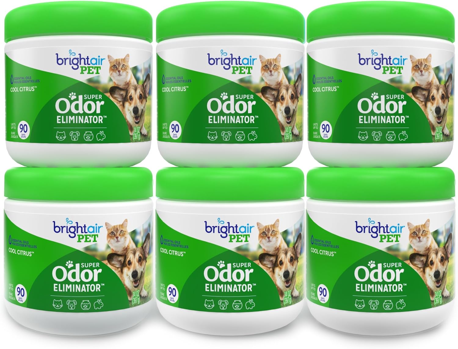 Bright Air Solid Pet Odor Eliminator, Cool Citrus Scent, 14 Oz Each, 6 Pack