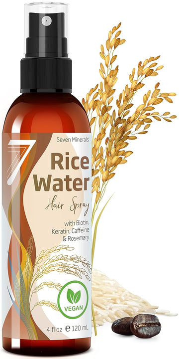 New Fermented Rice Water For Hair Growth - Infused With Rosemary, Biotin, Caffeine, Keratin Vegan Non-Greasy Spray Naturally Thicker, Longer, Softer Men & Women (4 Fl Oz)