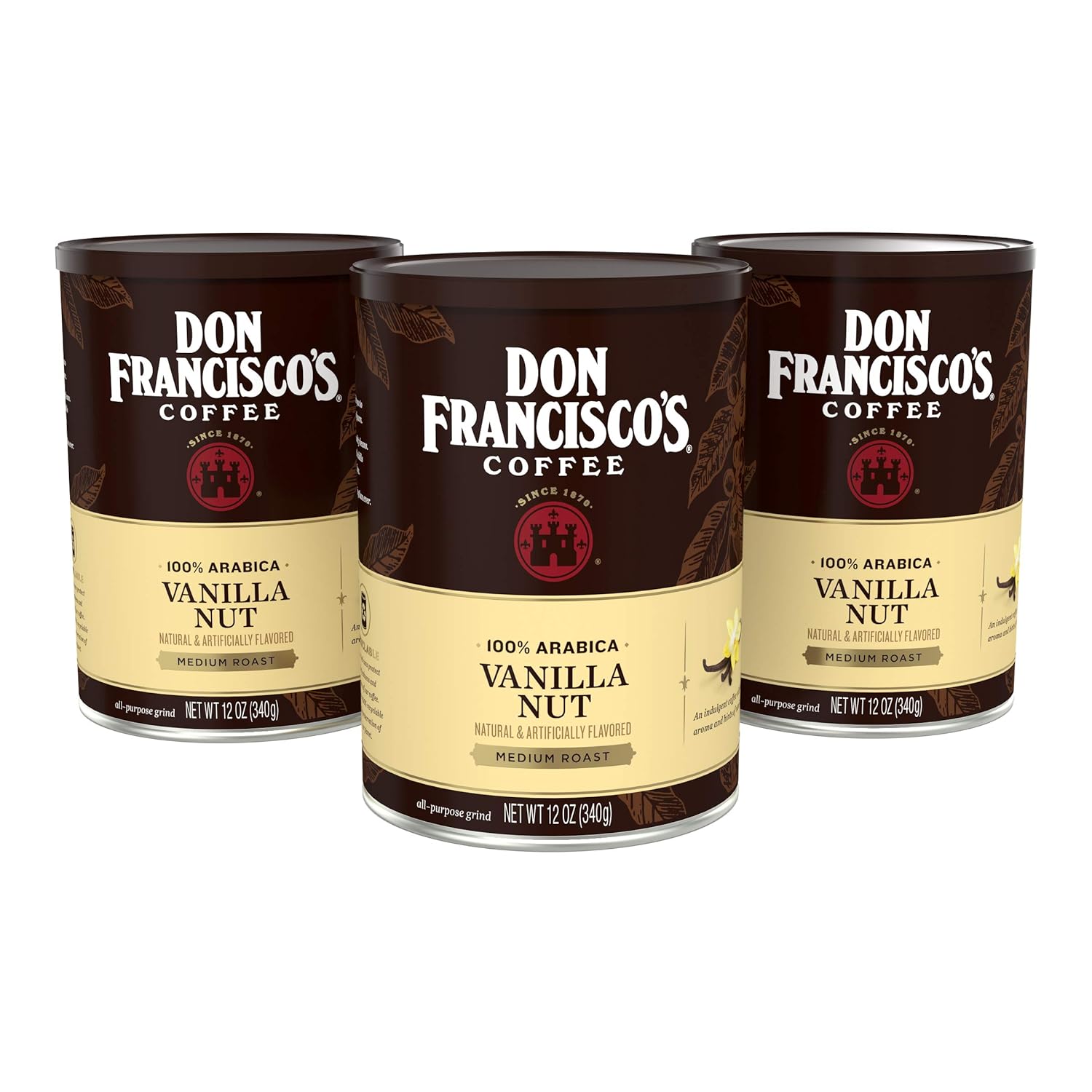 Don Francisco's Vanilla Nut Flavored Ground Coffee (3 x12 oz Cans)