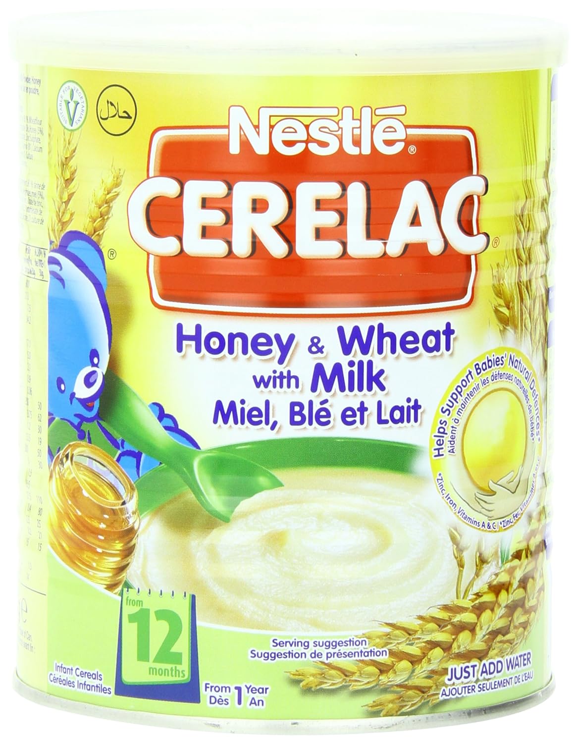 Nestle Cerelac, Honey and Wheat with Milk (From 12 Months), 14.11-Ounce Cans (Pack of 4)