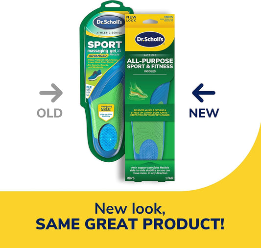 Dr. Scholl’S Sport Insoles // Superior Shock Absorption And Arch Support To Reduce Muscle Fatigue And Stress On Lower Body Joints (For Men'S 8-14, Also Available For Women'S 6-10)