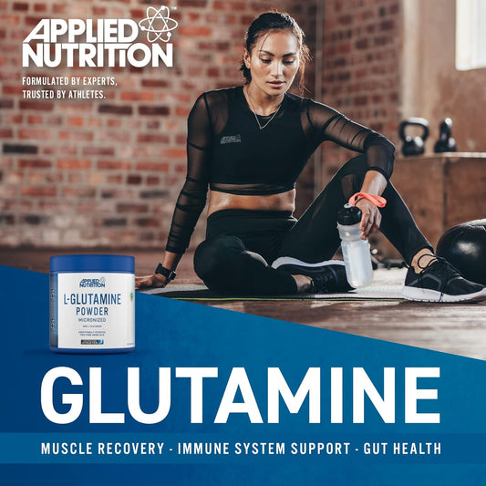 Applied Nutrition L Glutamine Powder - Amino Acid, Muscle Strength & Recovery, Boosts Immune System, Unflavoured (500G - 100 Servings)