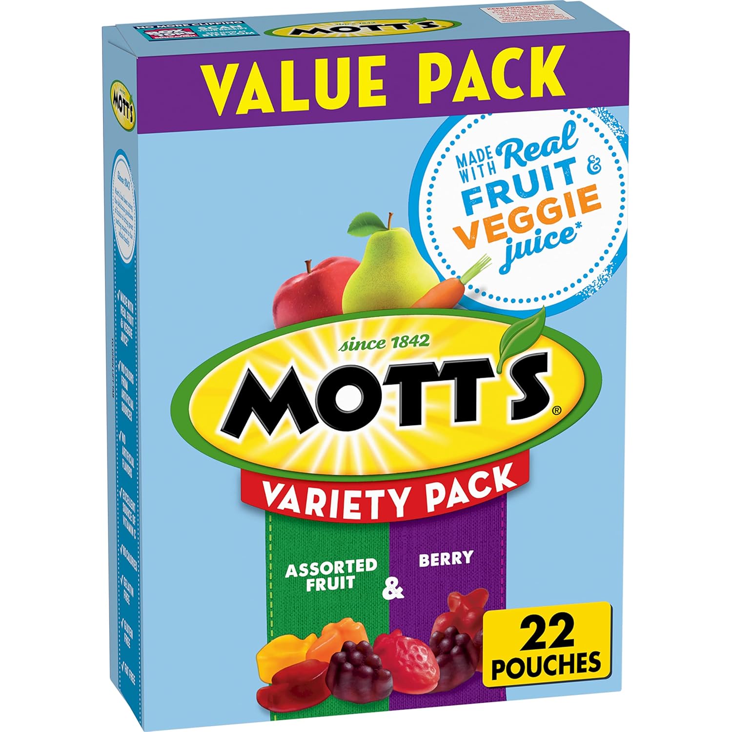 Mott'S Fruit Flavored Snacks, Variety Value Pack, Gluten Free, 22 Ct