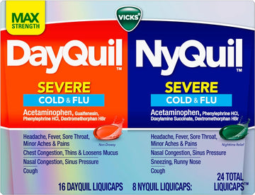 Vicks Dayquil & Nyquil Severe Cold, Flu & Congestion Medicine, 24 Count