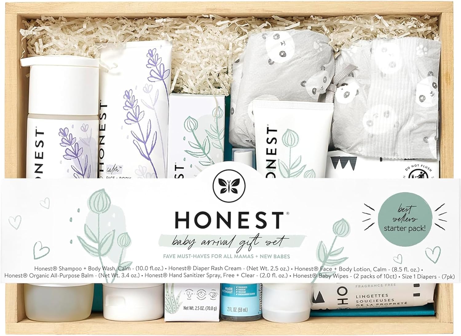 The Honest Company Baby Arrival Gift Set | Newborn Essentials Welcome Box | Diapers, Wipes, Personal Care, Diaper Rash Cream