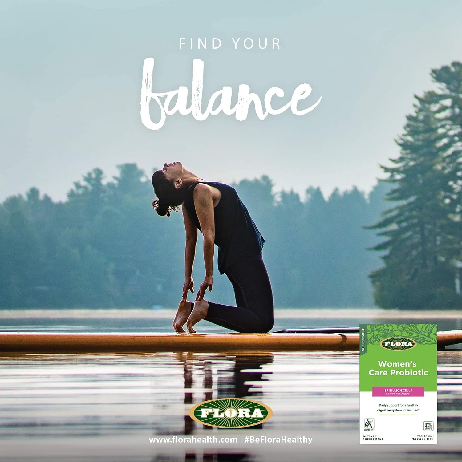 Flora - Women'S Care Probiotic With Eight Strains Of Beneficial Bacteria, Support Digestive & Vaginal Health, Fights Yeast And Bacteria, Shelf Stable, 87 Billion Cfu'S, 30 Vegetarian Capsules : Health & Household