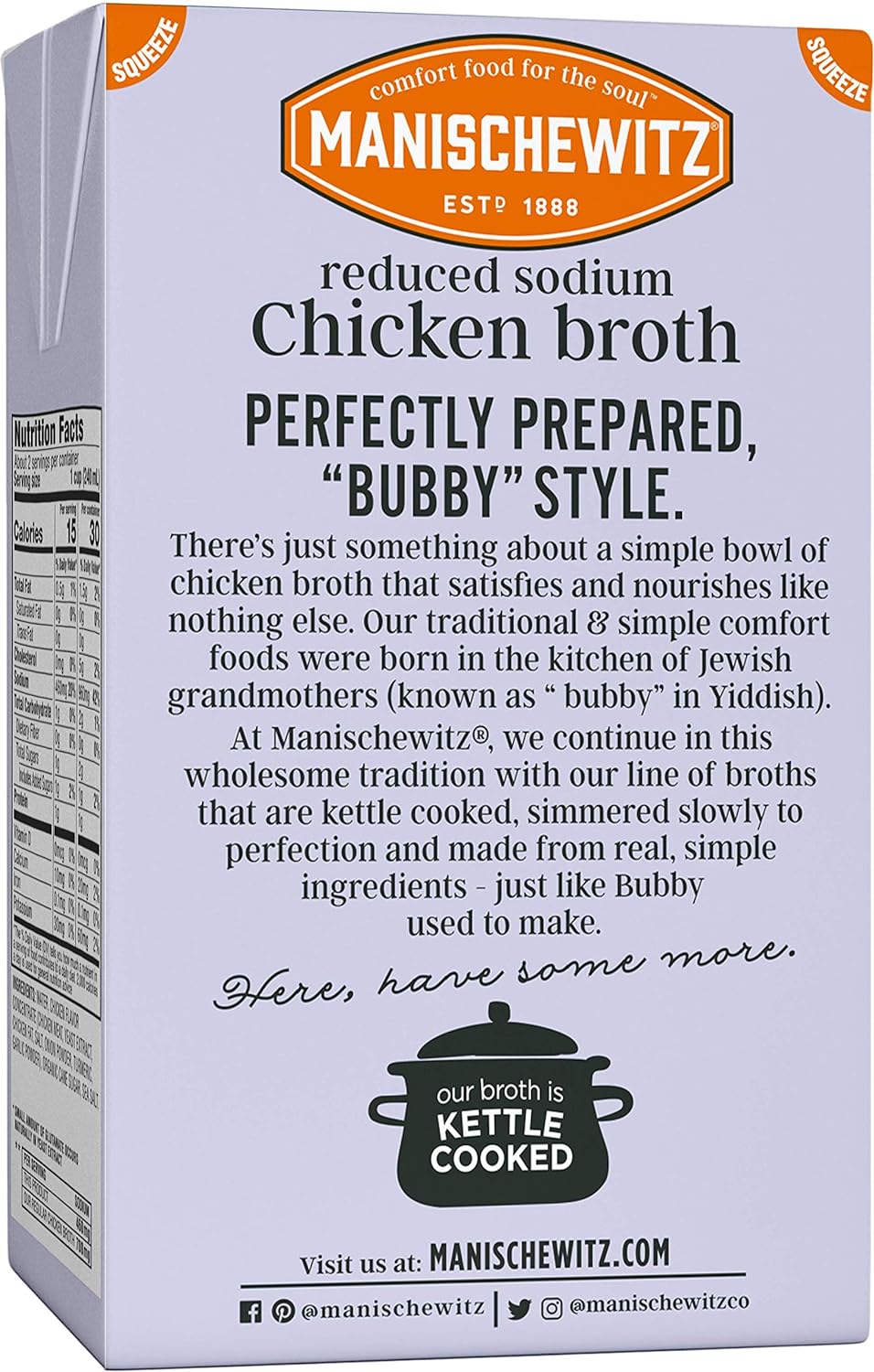 Manischewitz Reduced Sodium Chicken Broth 17oz (3 Pack), Flavorful, Kettle Cooked, Slowly Simmered, Kosher for Passover : Grocery & Gourmet Food