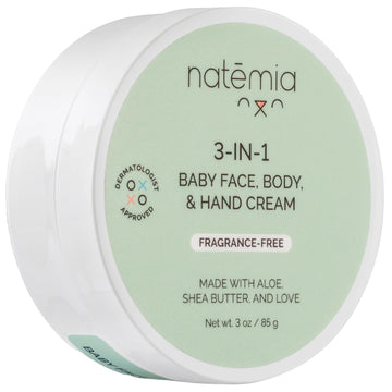 Natemia Baby Moisturizing Cream For Face, Body, & Hands - Baby Lotion For Newborn, Baby Cream For Dry Skin, Formulated With Natural Shea Butter And Aloe Vera To Hydrate Skin, Baby Body Lotion, 3 Oz