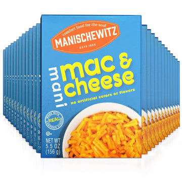 Manischewitz Kosher Mac & Cheese, 5.5oz (24 Pack) Made with Real Cheddar Cheese, No Artificial Colors of Flavors, Certified Kosher