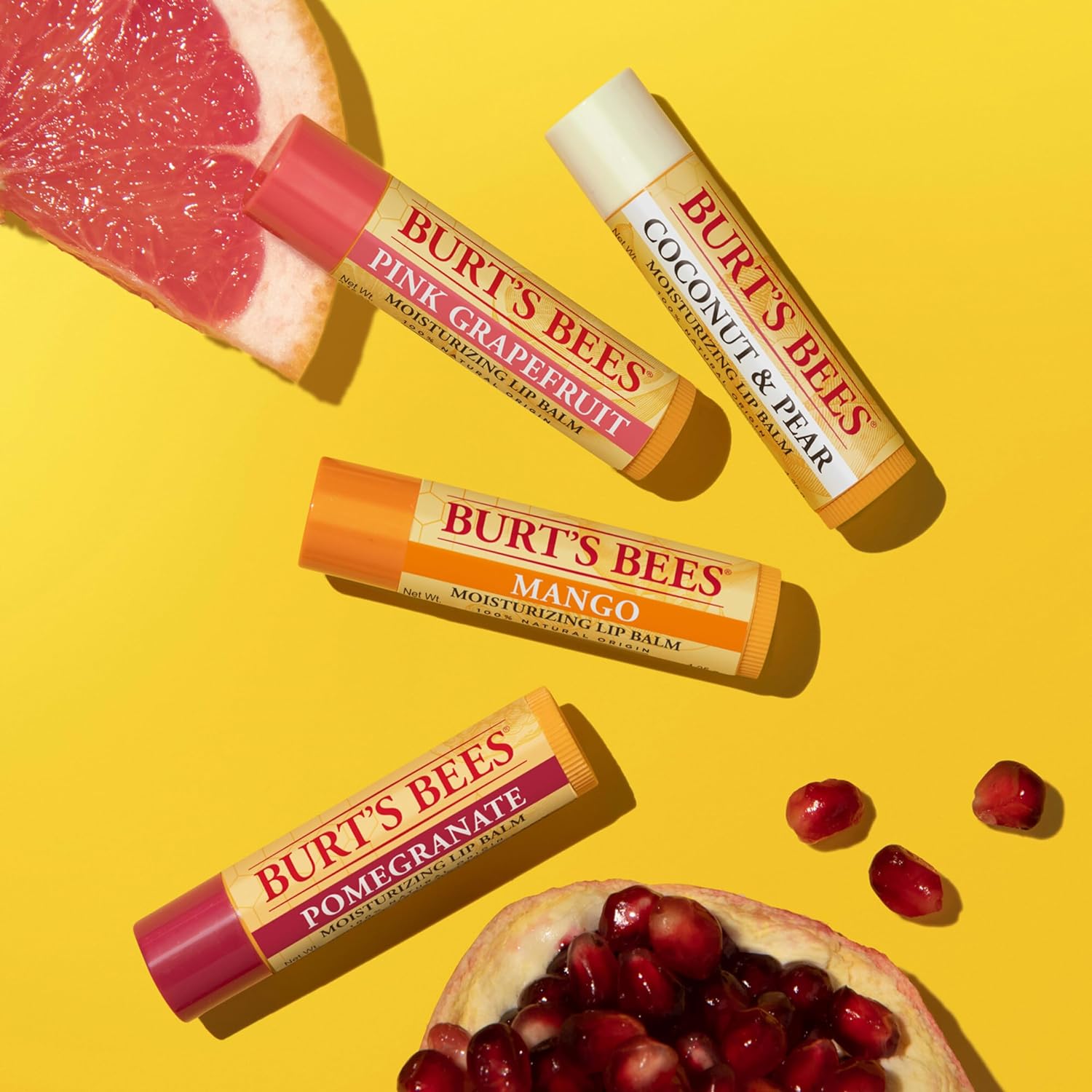 Burt's Bees Lip Balm Mothers Day Gifts for Mom - Pink Grapefruit, Mango, Coconut & Pear, and Pomegranate, Lip Moisturizer With Beeswax, Tint-Free, Natural Origin Lip Treatment, 4 Tubes, 0.15 oz. : Beauty & Personal Care