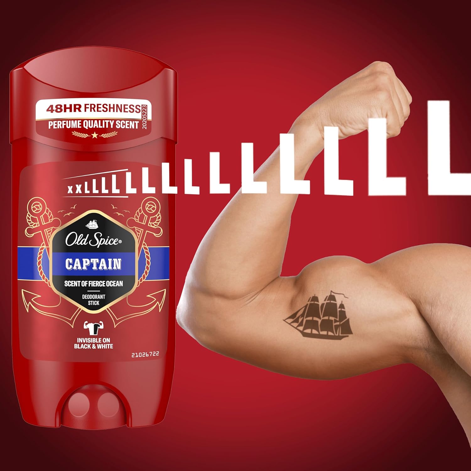 Old Spice Captain Deodorant Stick For Men 6X50 Ml, 48H Fresh, 0% Aluminium Salts, Anti-White Marks And Yellow Stains