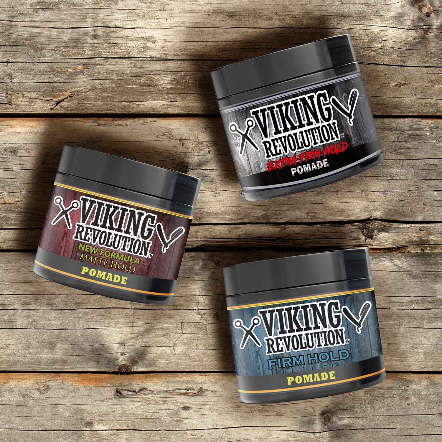 Viking Revolution Pomade for MenStyle & Finish Your Hair Firm Strong Hold & High Shine for Men’s Styling Support Water Based Male Grooming Product is Easy to Wash Out 4oz Mix-Firm,Extreme,Mat : Beauty & Personal Care