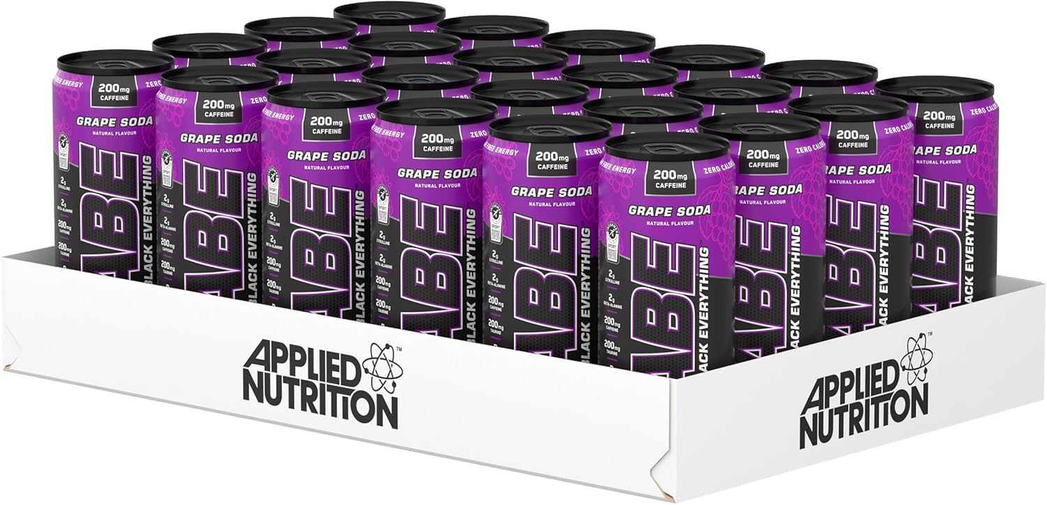 Applied Nutrition Abe Pre Workout Cans - All Black Everything Energy + Performance Drink, Abe Carbonated Beverage Sugar Free With Caffeine (Pack Of 24 Cans X 330Ml) (Cherry Slushie)