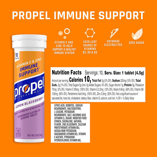 Propel Immune Support Tablets, Lemon Blackberry, Makes 16.9Oz Fl Oz (Pack Of 8)