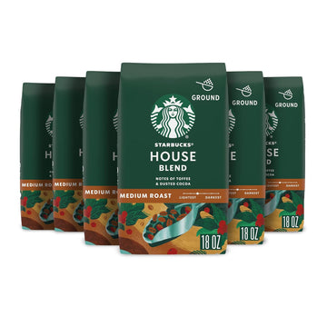 Starbucks Ground Coffee, Medium Roast Coffee, House Blend, 100% Arabica, 6 Bags (18 Oz Each)