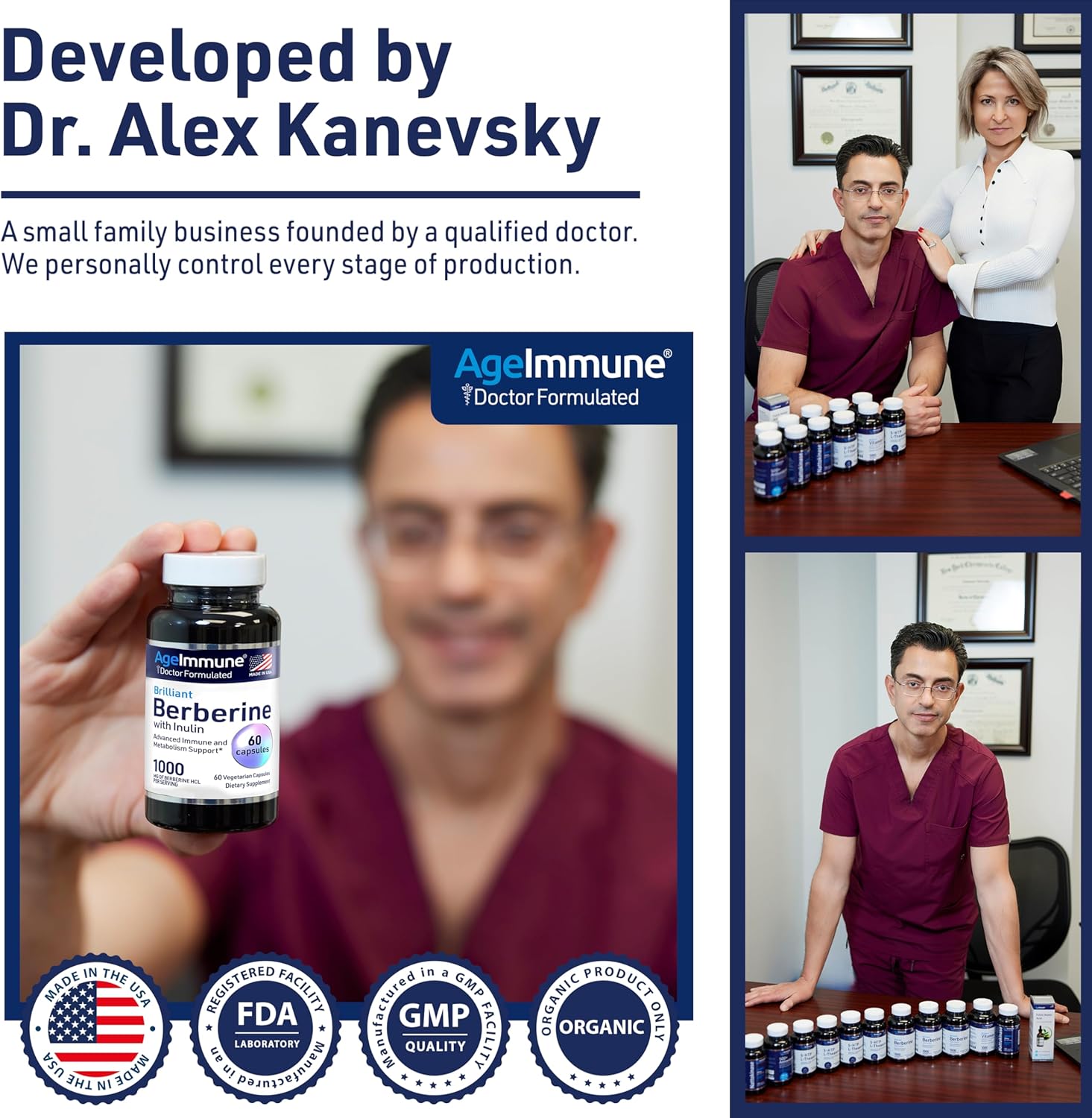 Ageimmune Berberine 1000Mg Supplement Complex With Inulin Prebiotic - Each Capsule Contains Berberine 500Mg - Doctor Formulated Supplements For High Absorption. : Health & Household