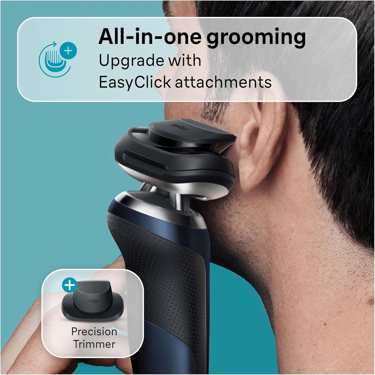 Braun Series 7 71-B1200s Electric Shaver for Men with EasyClick Precision Trimmer Attachment, 360° Flex, Wet & Dry, Rechargeable, Cordless Foil Razor, Blue : Amazon.co.uk: Health & Personal Care