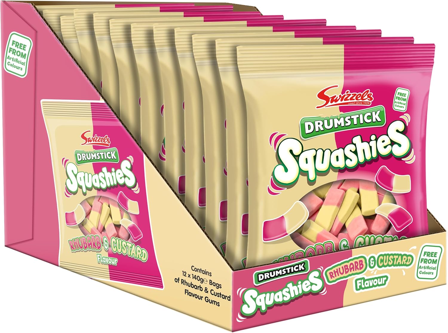 Swizzels Squashies Sweets - Rhubarb And Custard Flavour Squashies - Single Pack 140G
