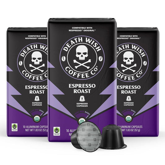 Death Wish Coffee, Espresso Roast Capsules Compatible with Nespresso Original Machines 30 Count (Pack of 1) : Grocery & Gourmet Food